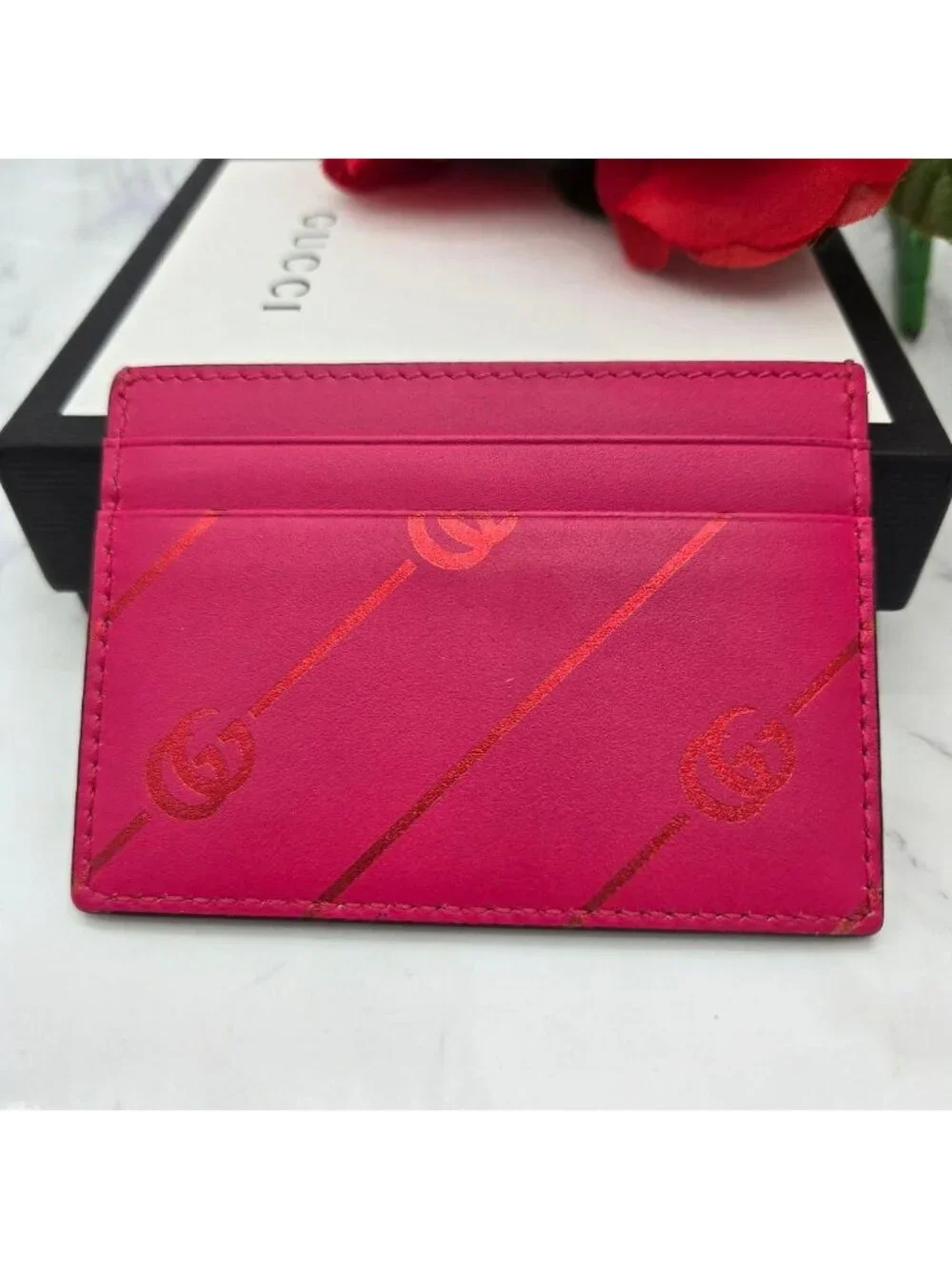 ★SOLD★ Gucci GG Marmont Stripe Card Case - Picture 2 of 13